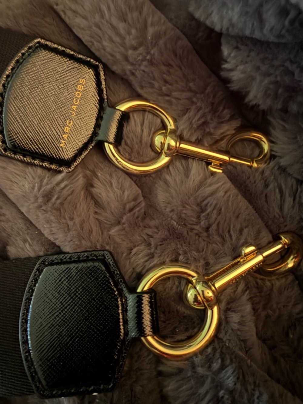 Marc Jacobs Black and White Adjustable Logo Strap with Gold Hardware - Picture 2 of 2